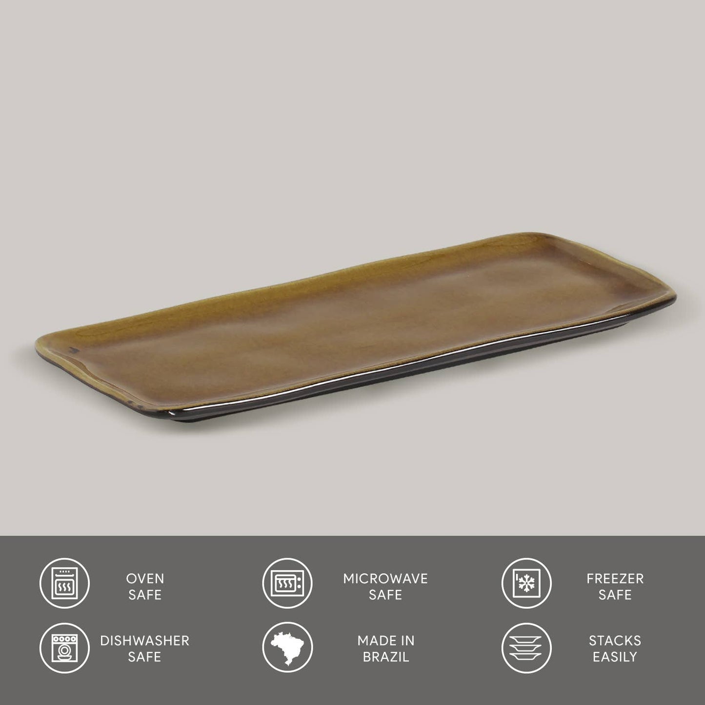 Rectangular Platter Medium 12.99 x 5.12" Amber