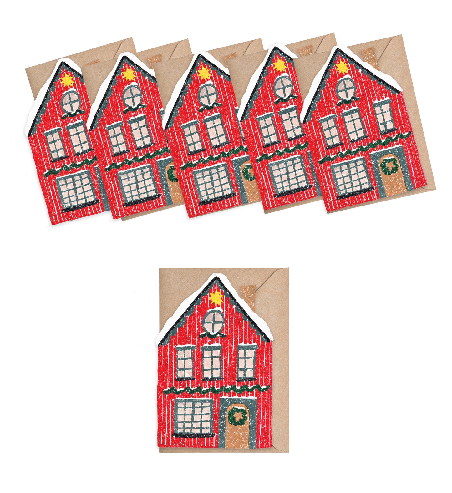 Red Cottage Mini Cards - box of 6