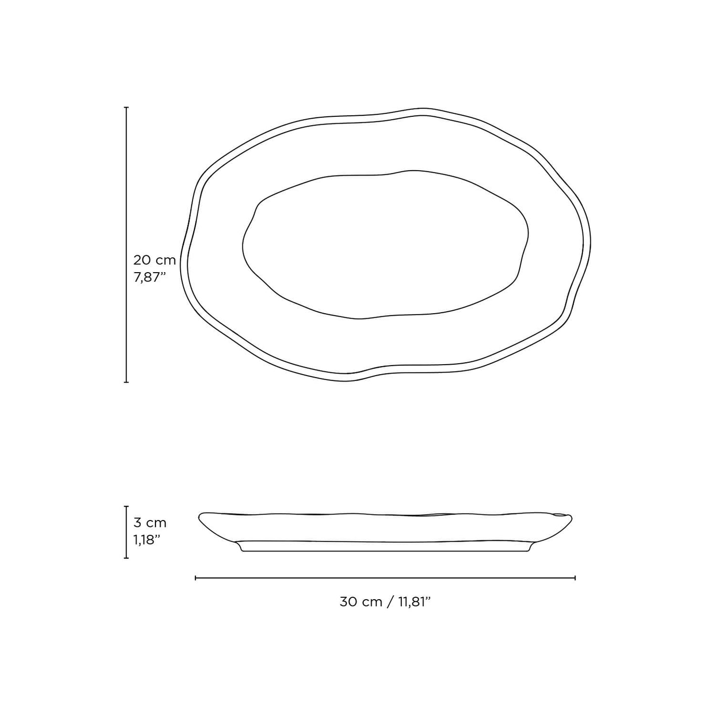 Shallow Oval Platter Medium Stoneware 11.81x7.87" Dijon