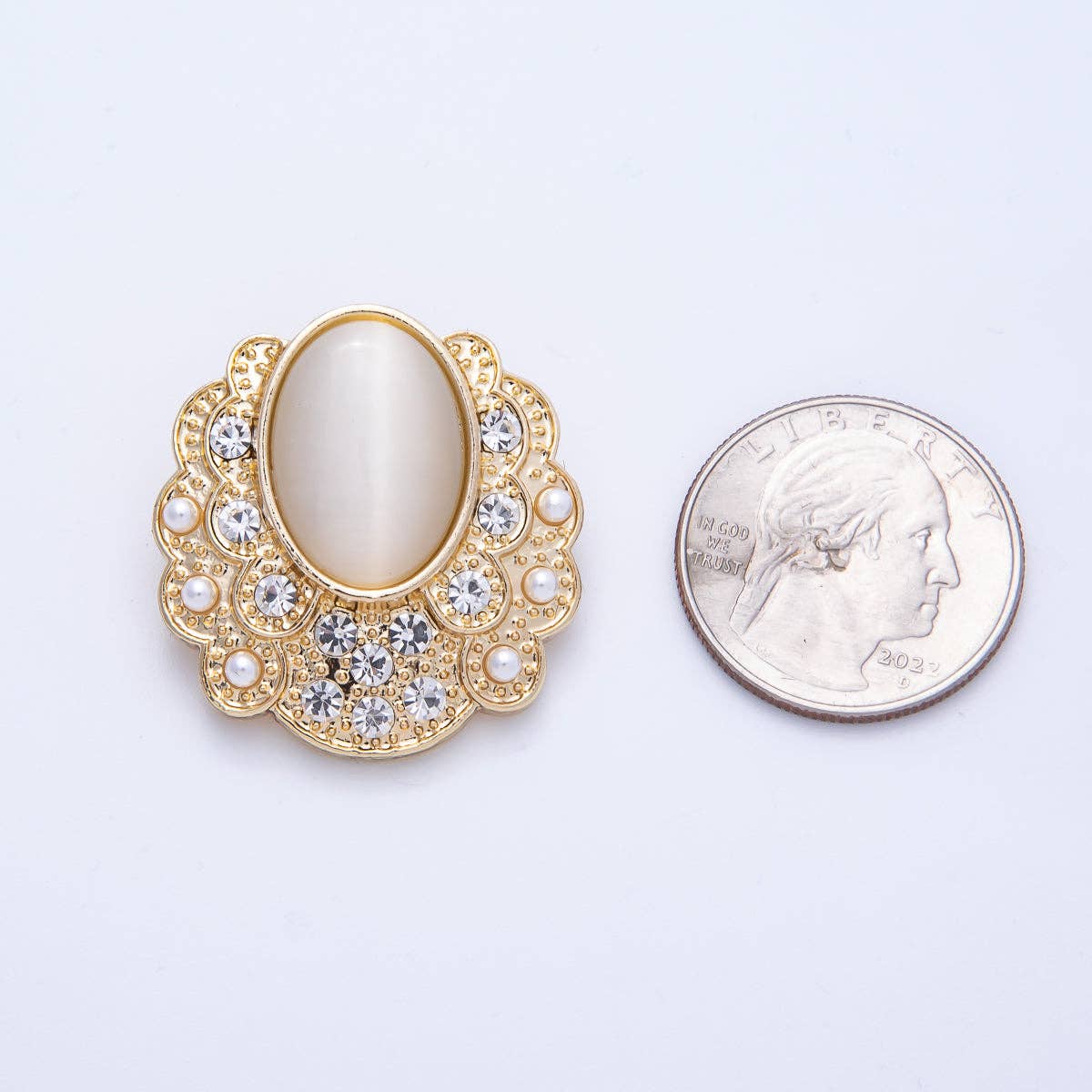 Vintage Gold Cat Eye Rhinestone Geometric Pin Brooch | BH-076 Aim Eternal
