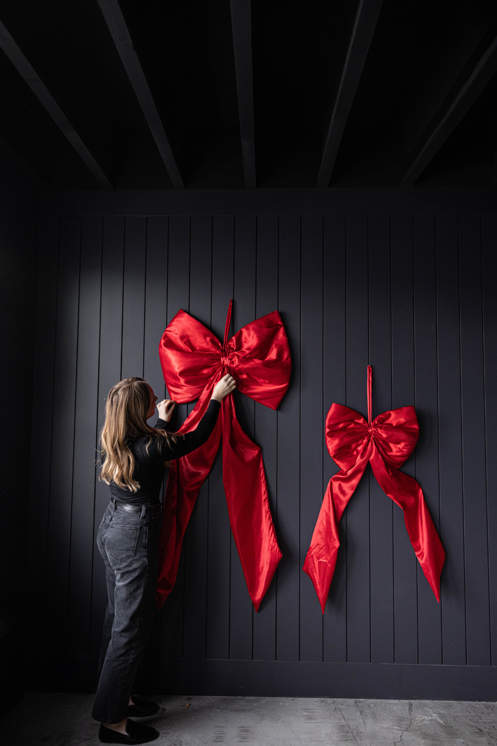 Bows Oversized Red Satin Fabric