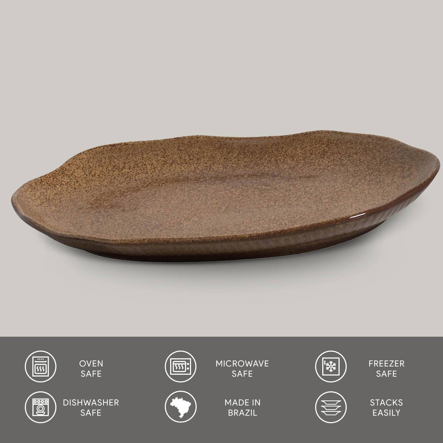 Shallow Oval Platter Medium Stoneware 11.81x7.87" Dijon