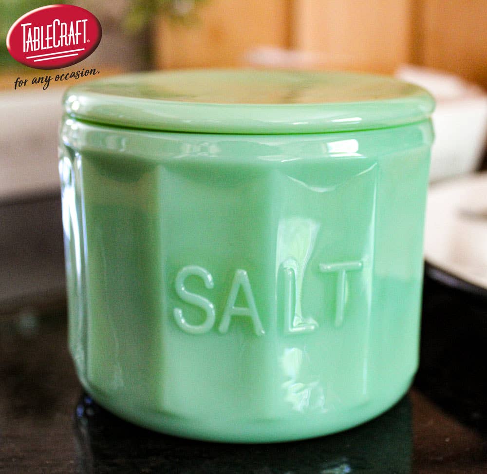 TableCraft Products Company - Jadeite Glass Collection Salt Cellar With Lid