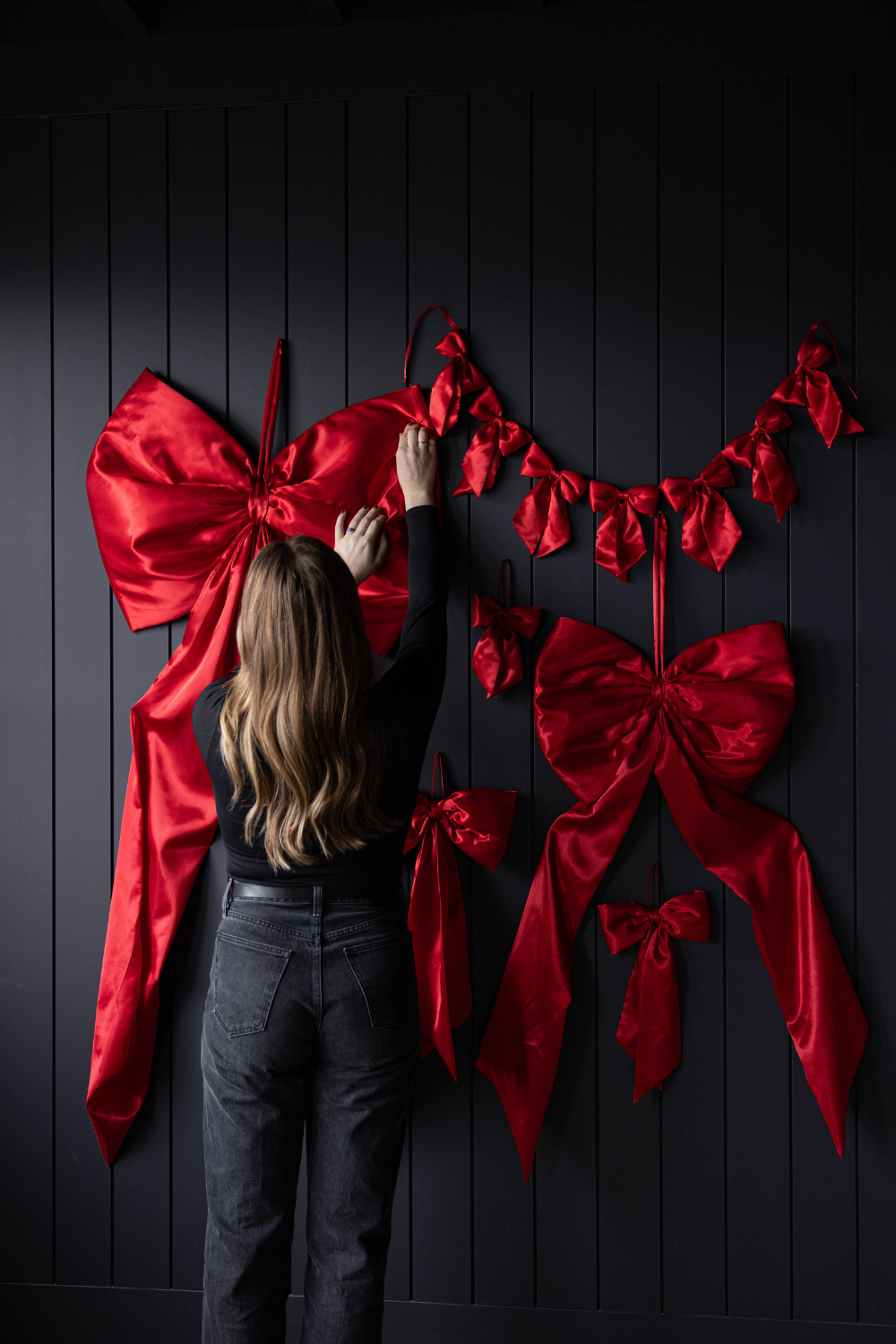 Bows Oversized Red Satin Fabric