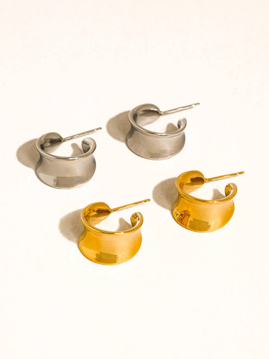 Yvaine 18K Gold Non-Tarnish Wide Dome Hoop Earrings