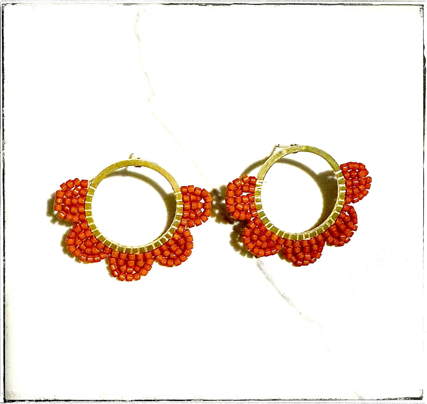 Rust Scallop Petal Stud Earring