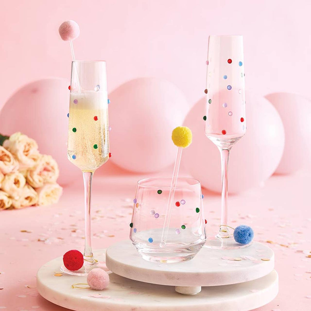 Confetti Beaded Wine Glass - Slant Collections by Creative Brands
