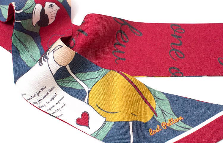 El Amor Silk Twilly Neck Bow - Yellow & Blue - Lost Pattern NYC