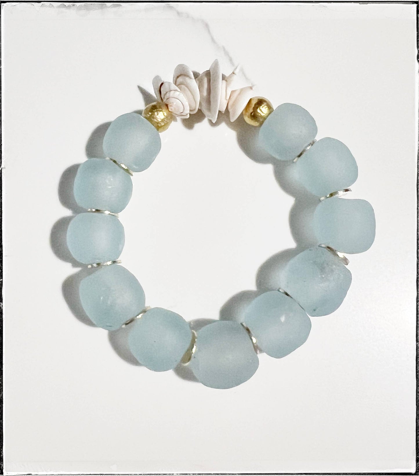 Blue Recycled Glass Stretch Bracelet