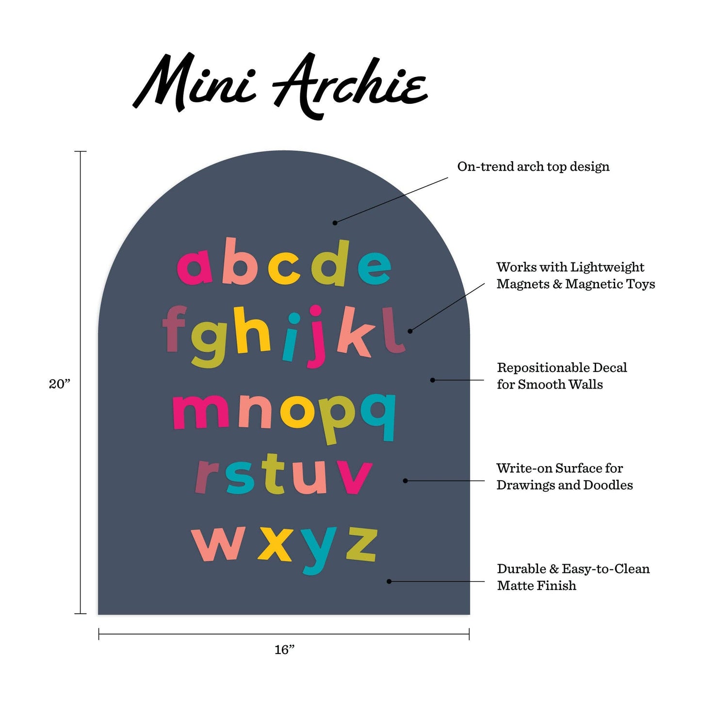 Navy Mini Arch Magnetic Wall Decal - The Type Set Co.