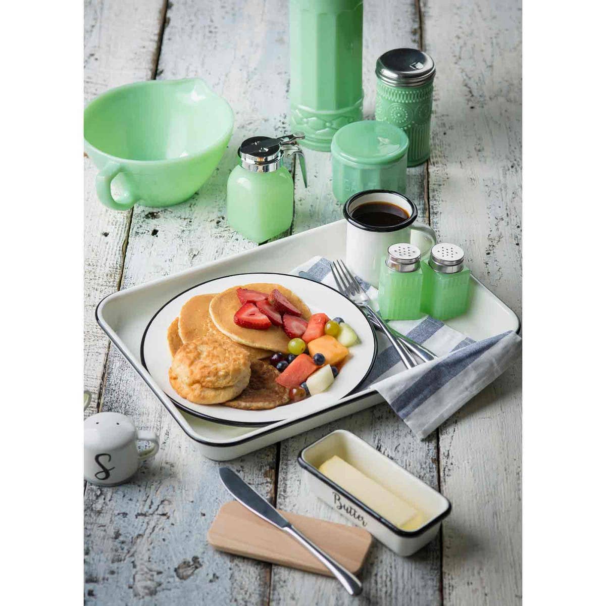 TableCraft Products Company - Jadeite Glass Collection Salt Cellar With Lid