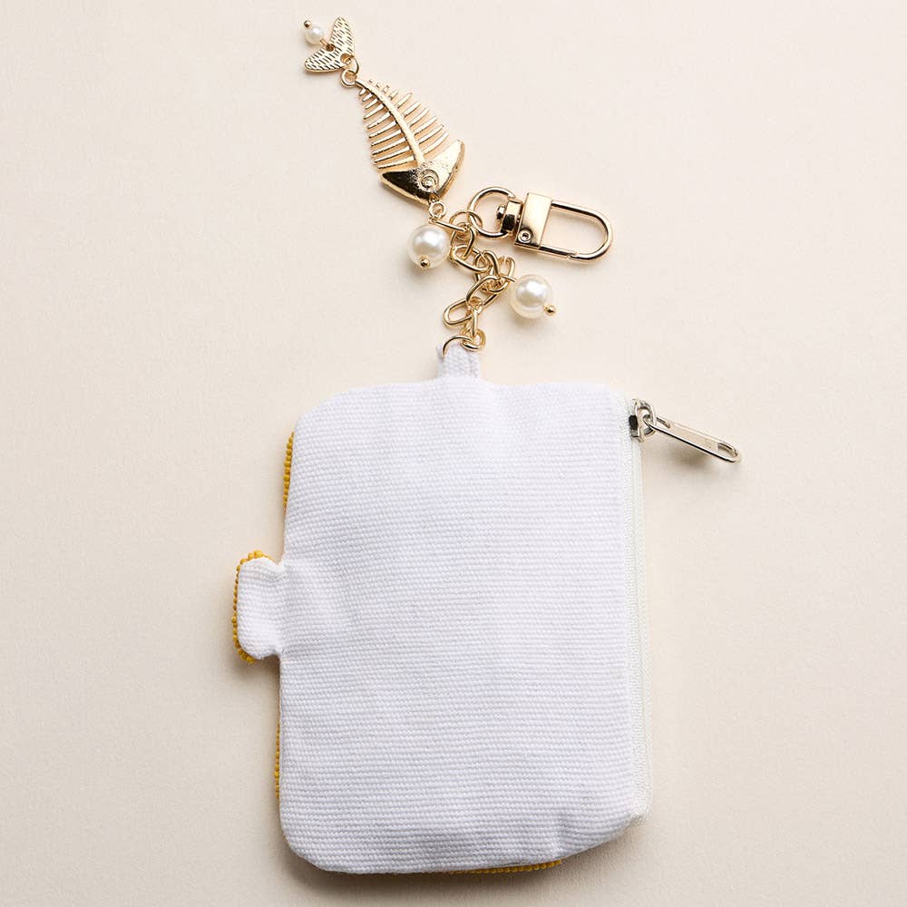 Sensibling Corp. - Fishbone Pearl Charm Keychain Sardine Can Seed Beaded Mini Pouch Bag