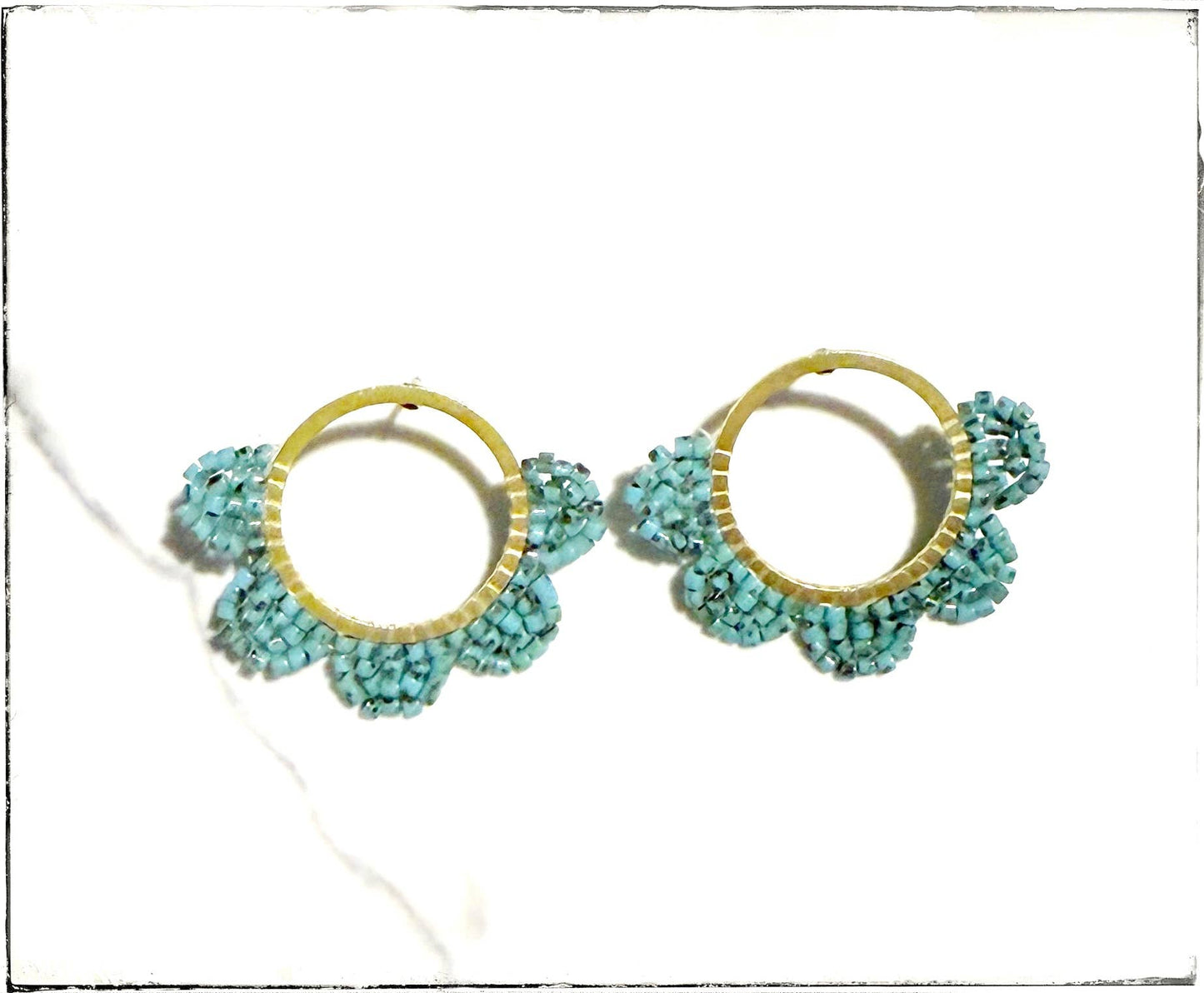 Turquoise Scallop Petal Stud Earring