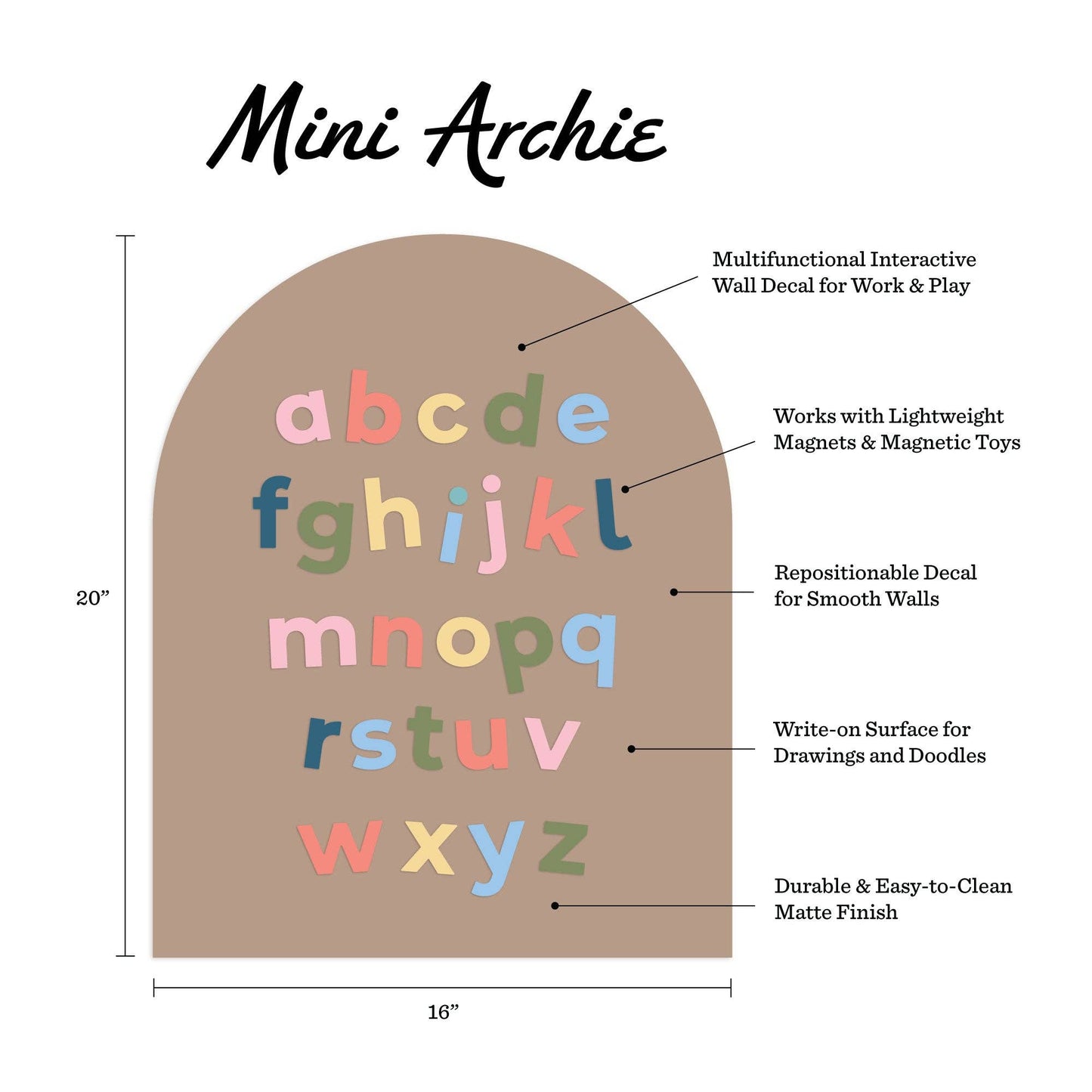 Small Maple Magnetic Arch Wall Decal - The Type Set Co.