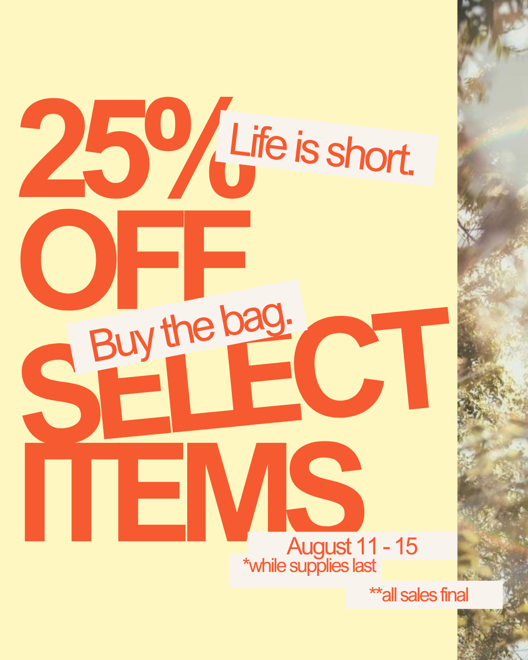 25% off sidewalk sale
