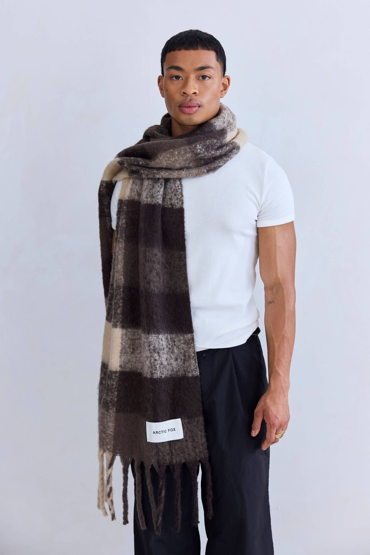 Brown Check Reykjavik Scarf - Arctic Fox & Co. - North America - The Reykjavik Scarf - 100% Recycled - FW26