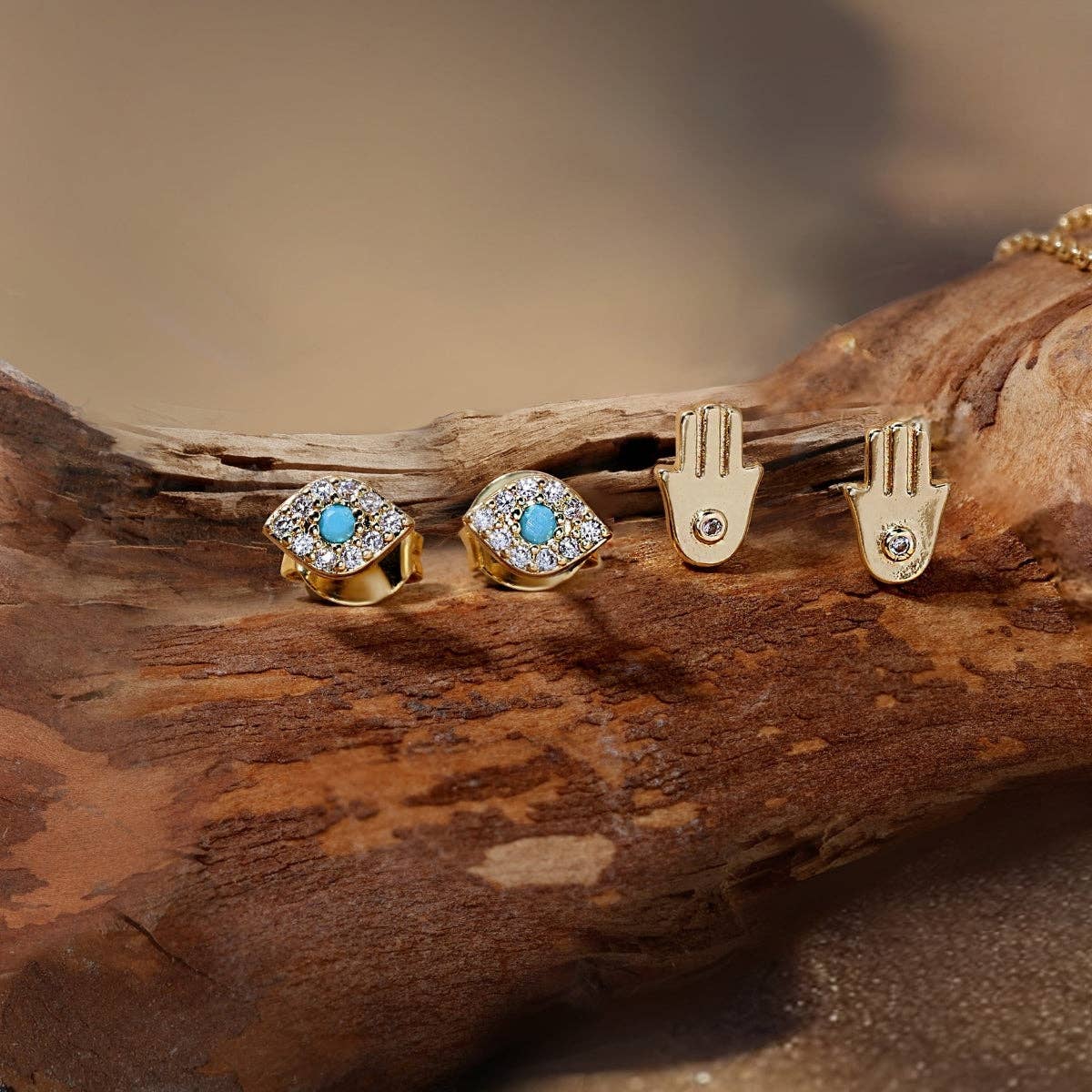 Evil Eye Studs on Velvet Tag