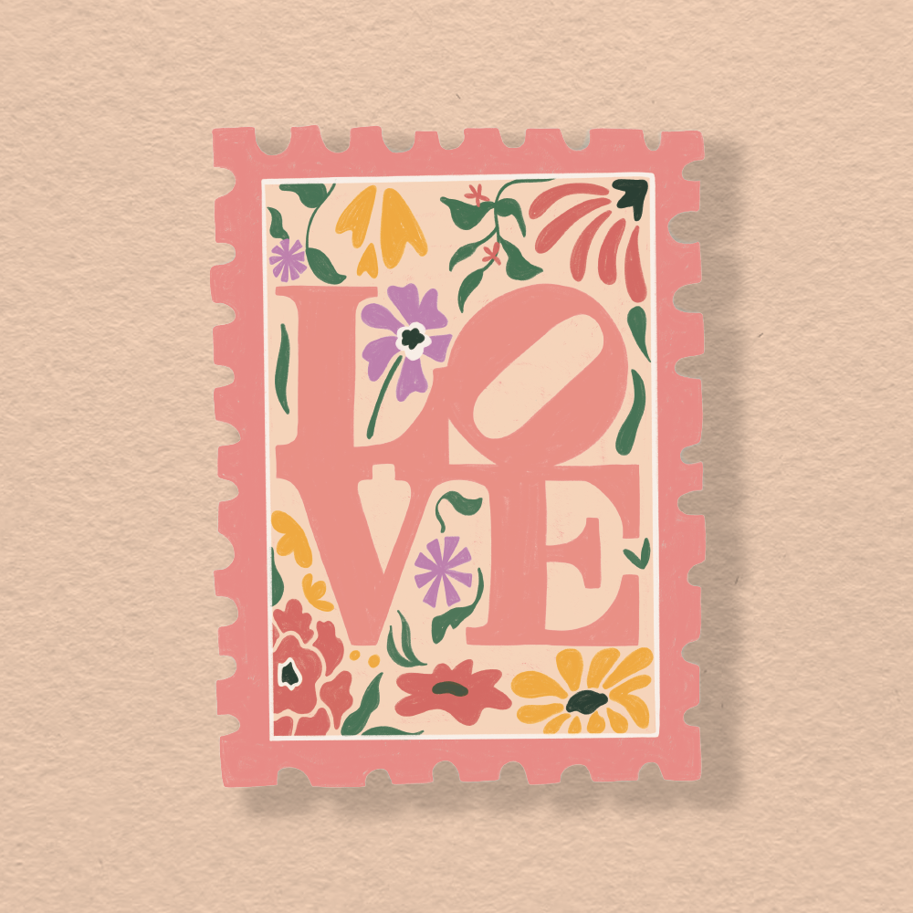 Love Park Sign Philadelphia Floral Stamp Vinyl Sticker