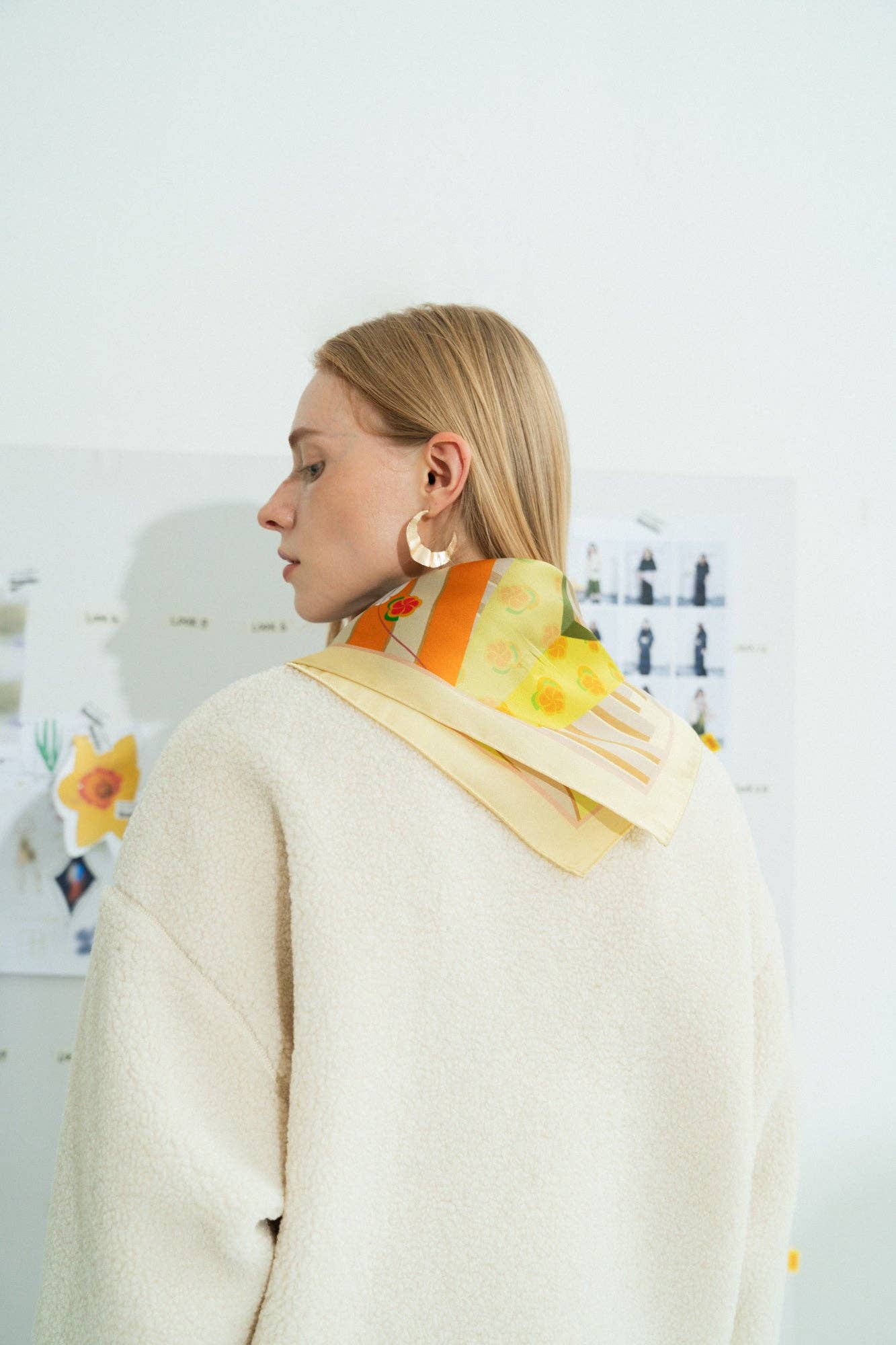 Seasons in the Park Silk Scarf - Yellow - Lost Pattern NYC