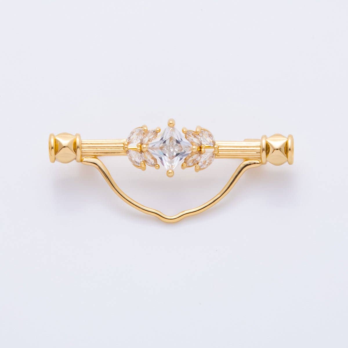 18K Gold Filled 17mm Emerald Green & Clear CZ Triple Vintage Brooch pin Charm Supply | Z-1235 - Z-1237 Aim Eternal -