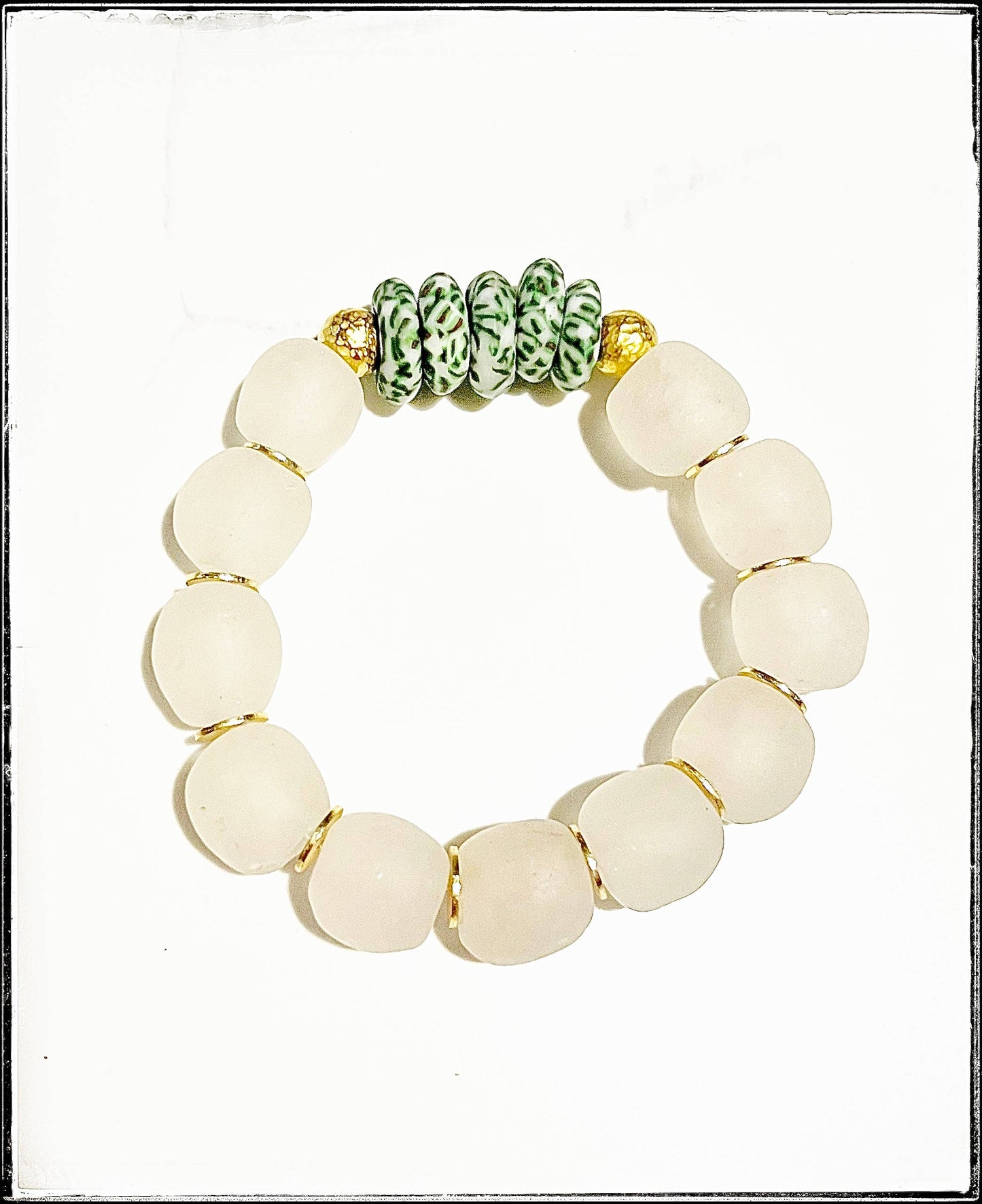Green Speckled Stacking Bracelet - Recycled Glass