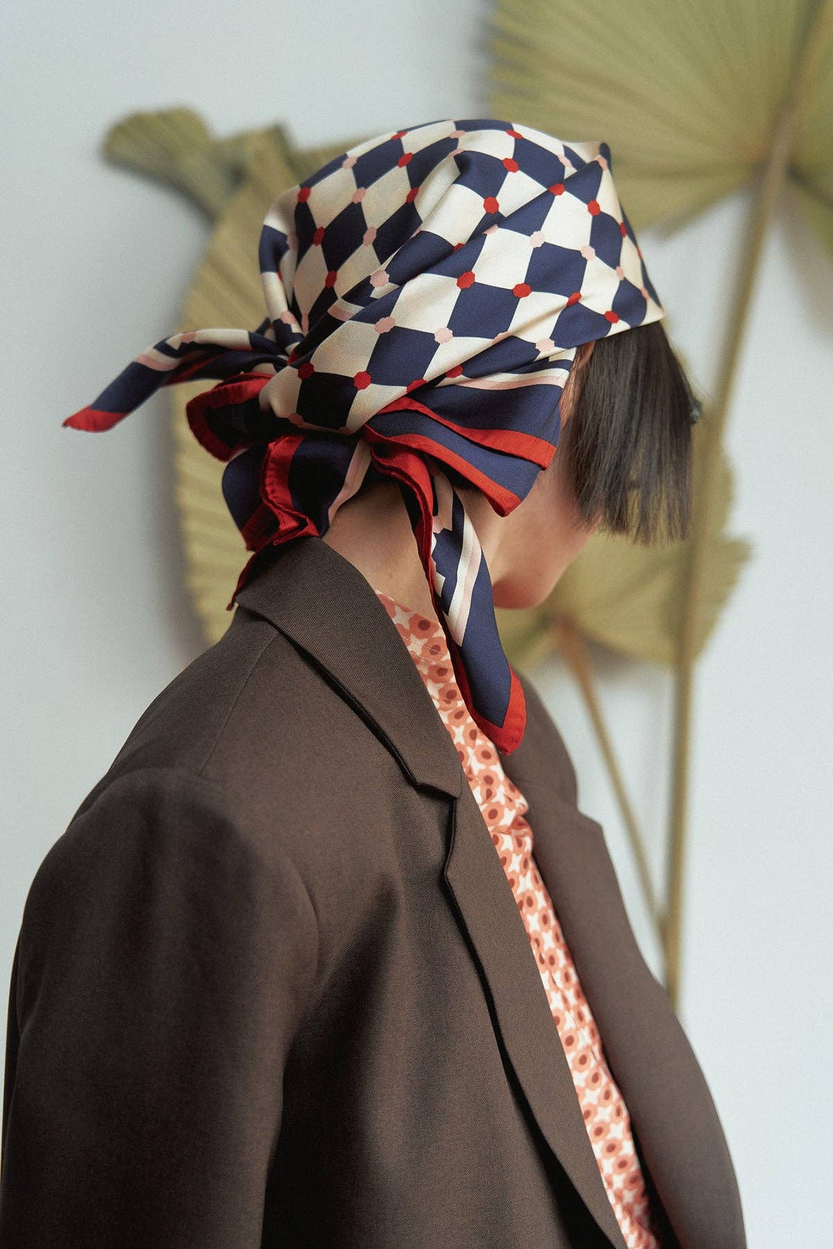 Checkerboard Silk Bandana - Blue - Lost Pattern NYC
