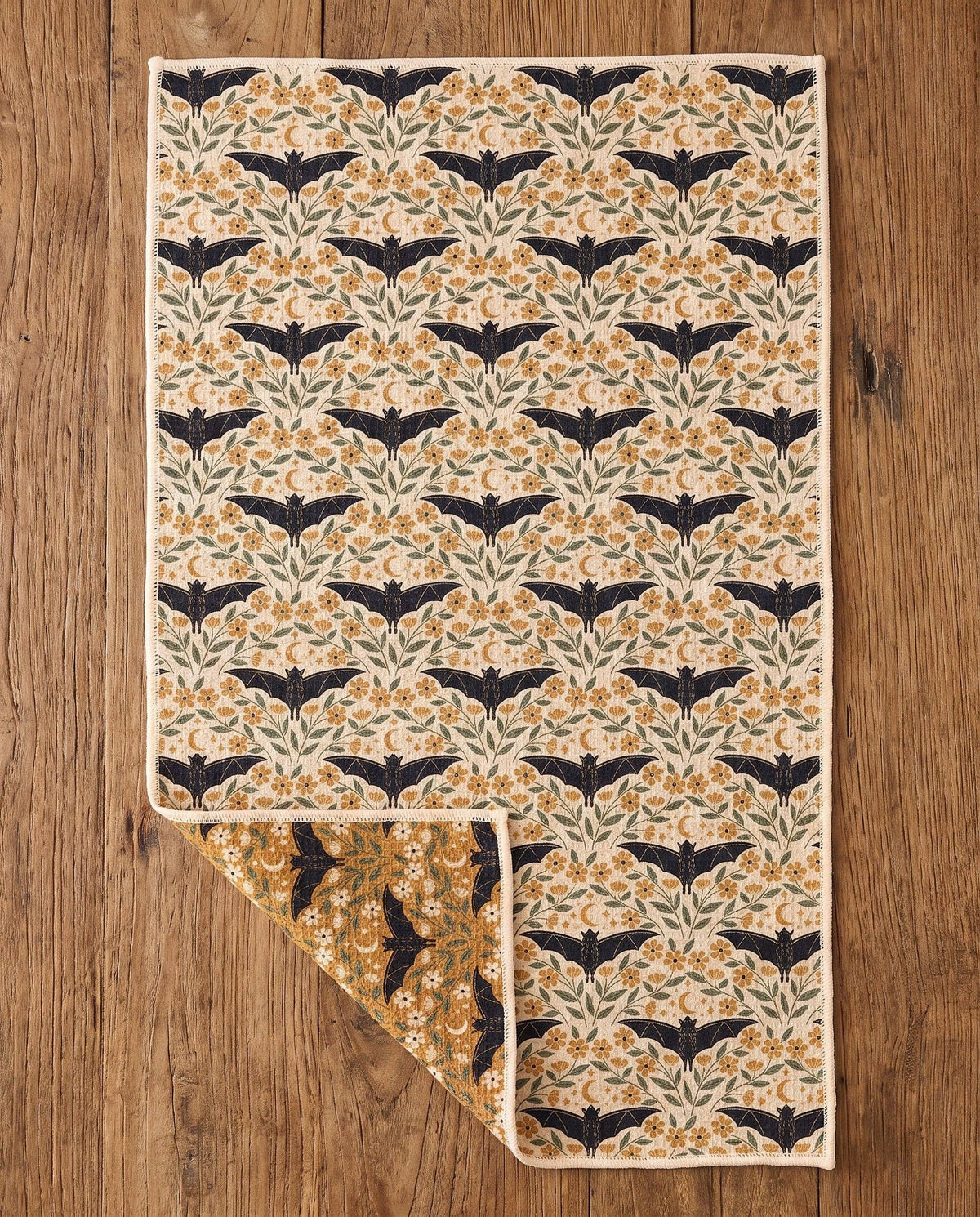 Bats & Blooms Halloween - Kitchen Tea Towel - Trek Light