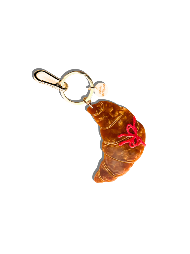 Croissant Bag Charm + Keychain Solar Eclipse - Hand-painted