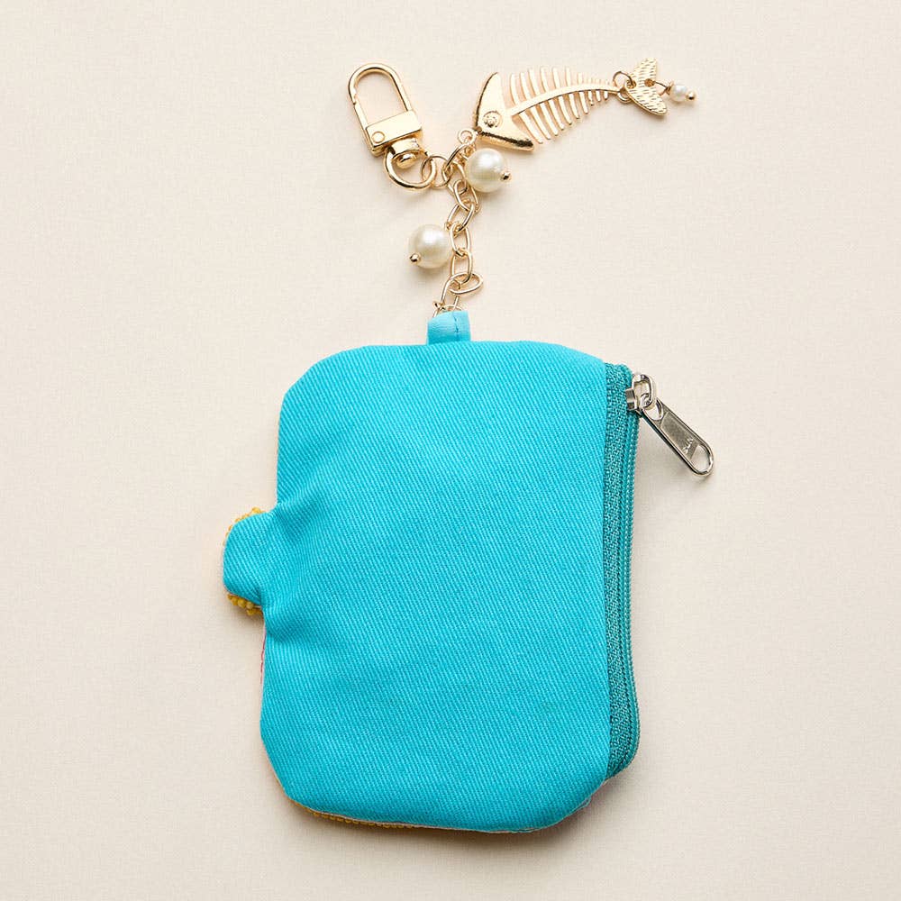 Sensibling Corp. - Fishbone Pearl Charm Keychain Sardine Can Seed Beaded Mini Pouch Bag
