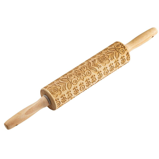15.25" floral Embossed Rolling Pin