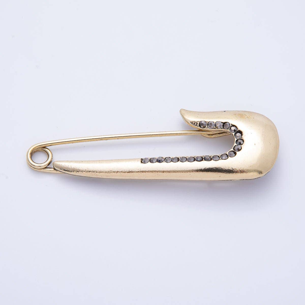 Safety Pin Micro Paved CZ Brooch Pin | BH-023 Aim Eternal - Gold 76mm x 25mm