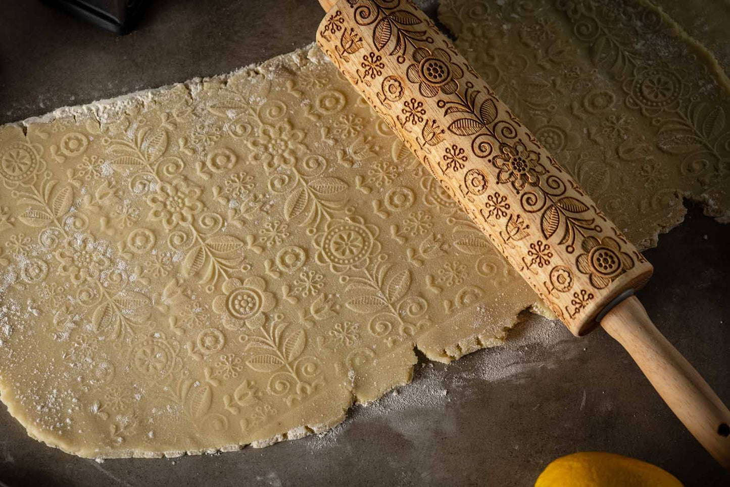 15.25" floral Embossed Rolling Pin