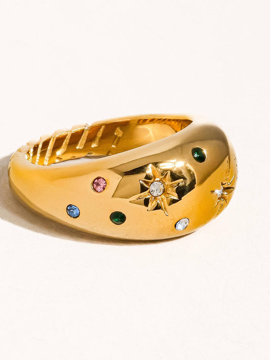 Angela 18K Gold Non-Tarnish Star Dome Ring - Flânerie