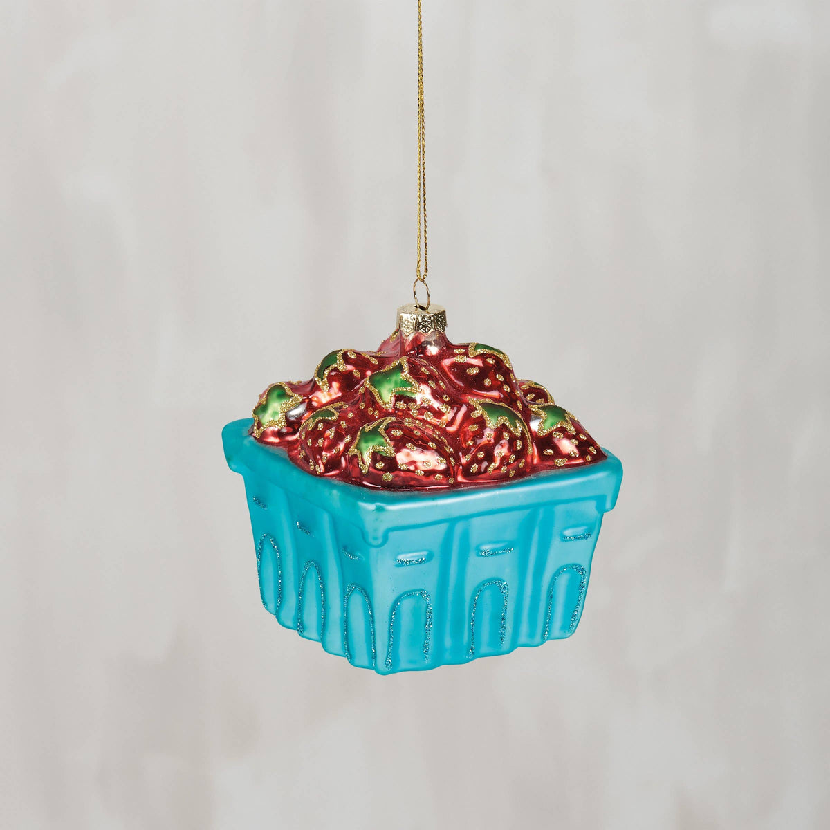 Strawberry Container Glass Ornament - Primitives by Kathy