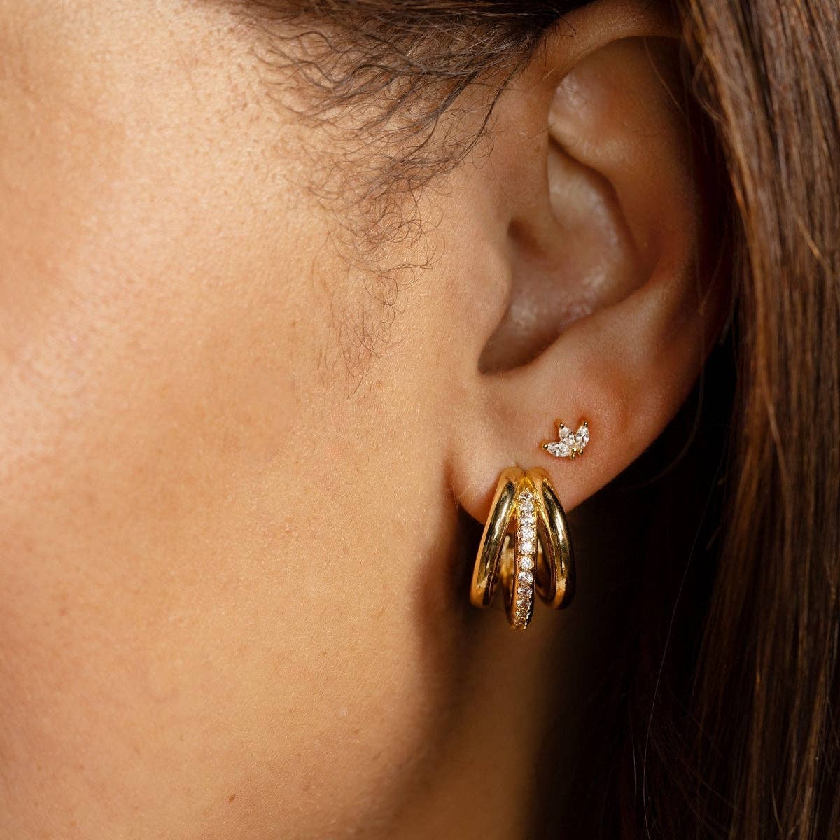 Triple Marquise Cubic Zirconia Studs on Velvet Tag
