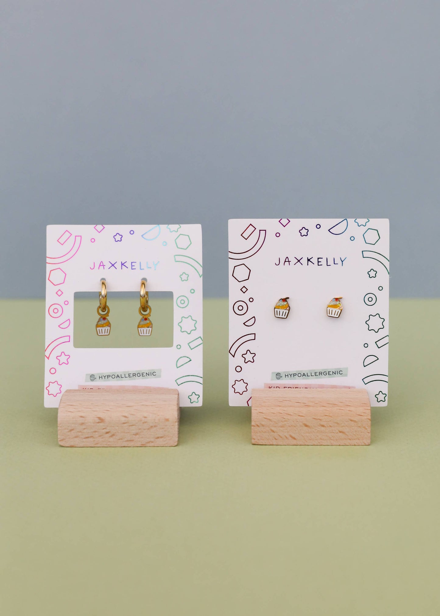 Cupcake Enamel Flat Back Kids Earrings - JaxKelly