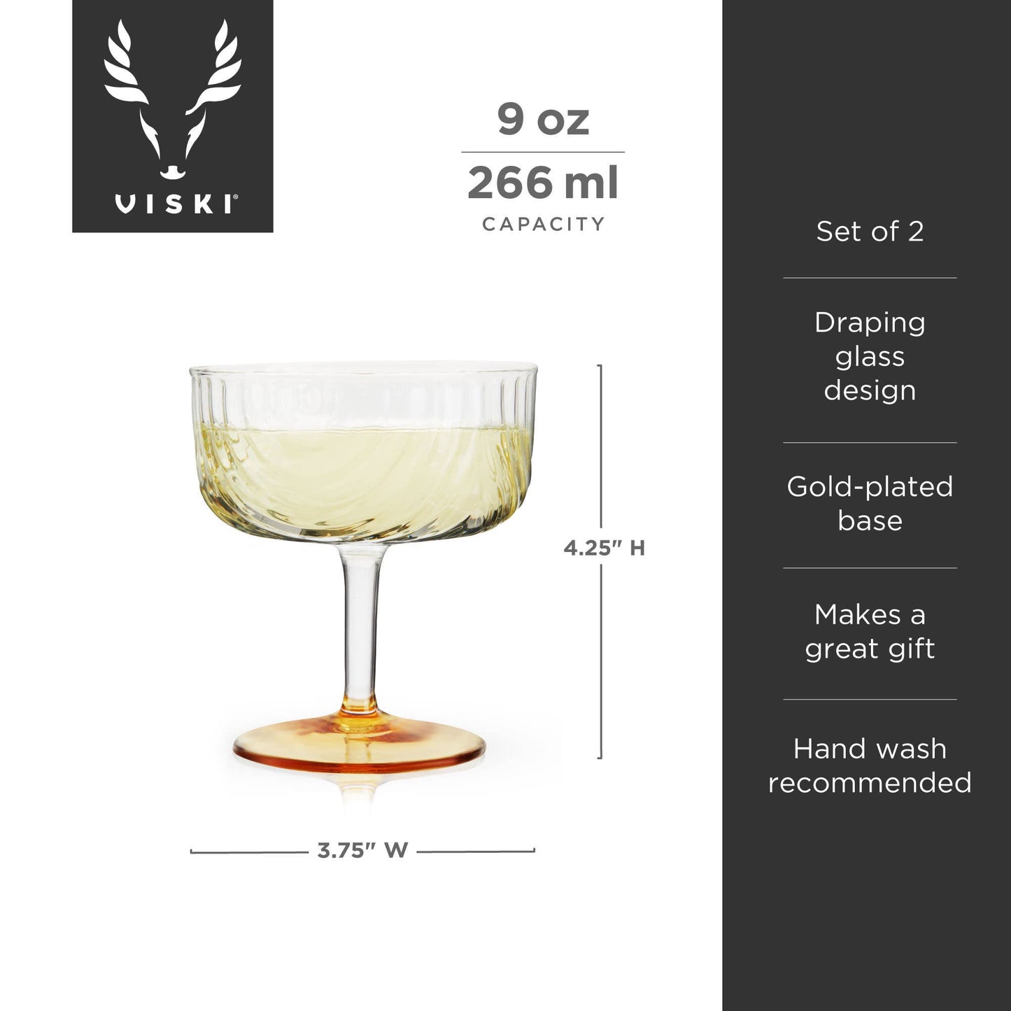 Deco Cocktail Coupes Set of 2