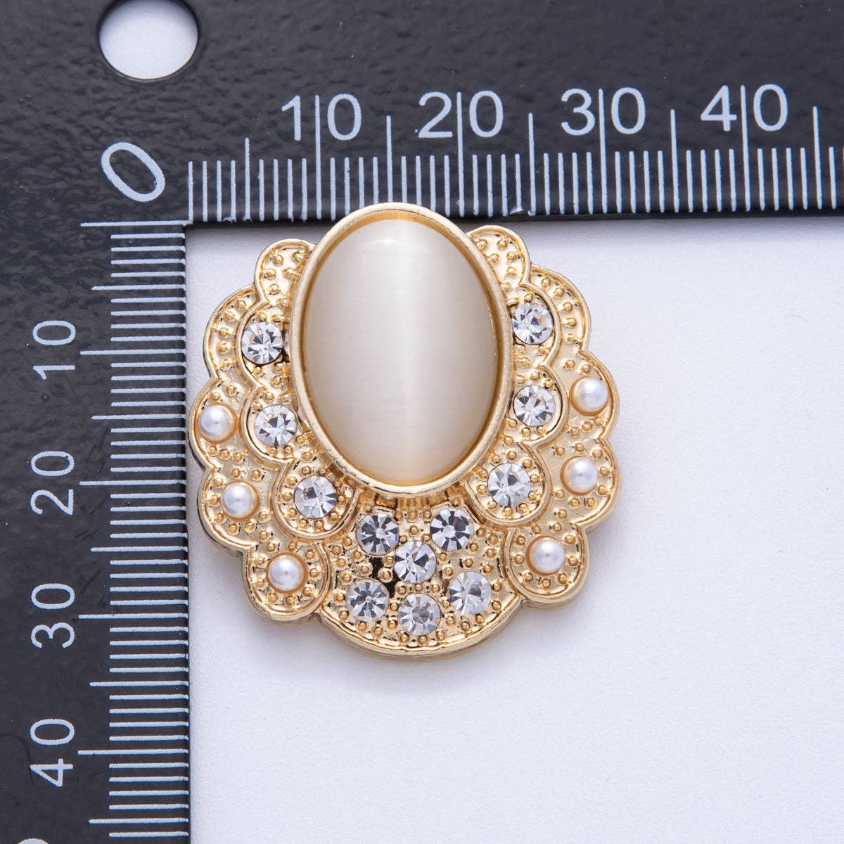 Vintage Gold Cat Eye Rhinestone Geometric Pin Brooch | BH-076 Aim Eternal