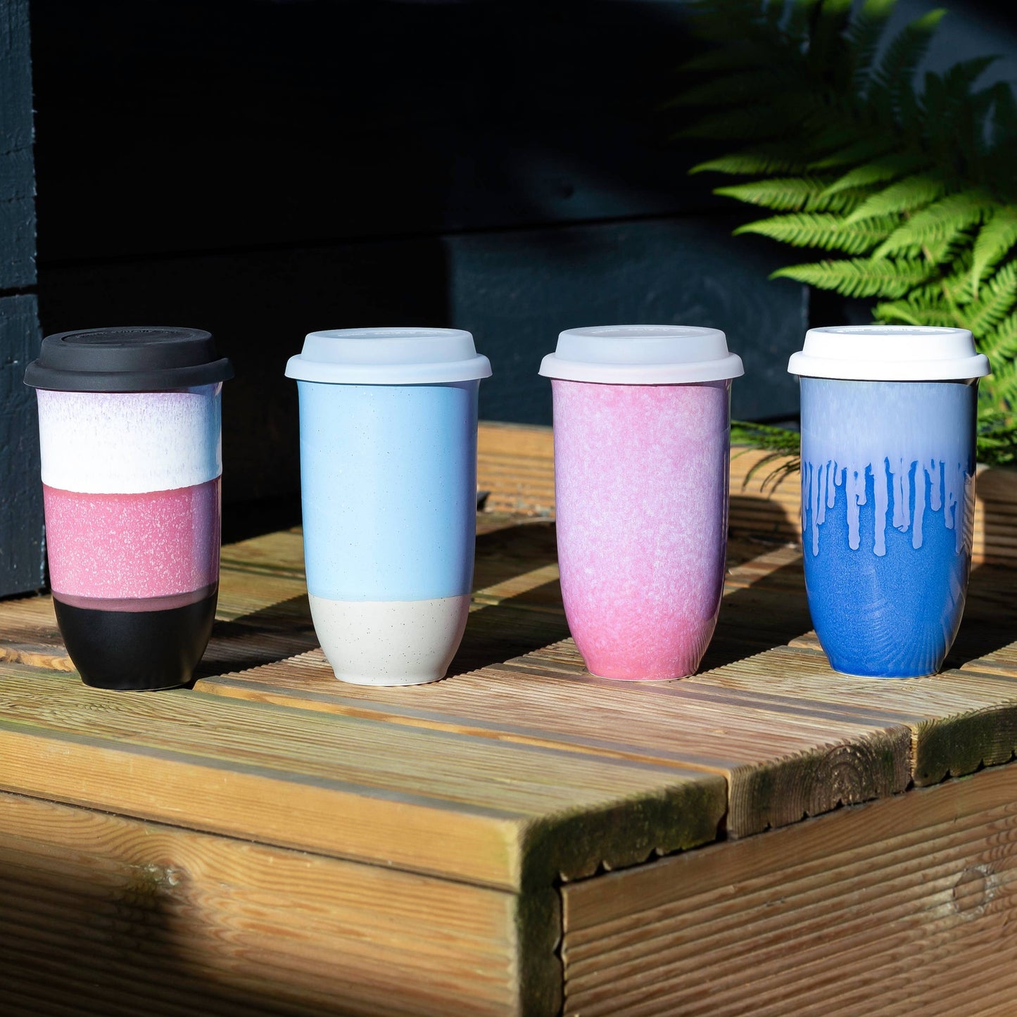 Light Blue Nova Ceramics Travel Mugs - Coastal Drift Ceramic Travel Mug – 16oz Reusable Cup