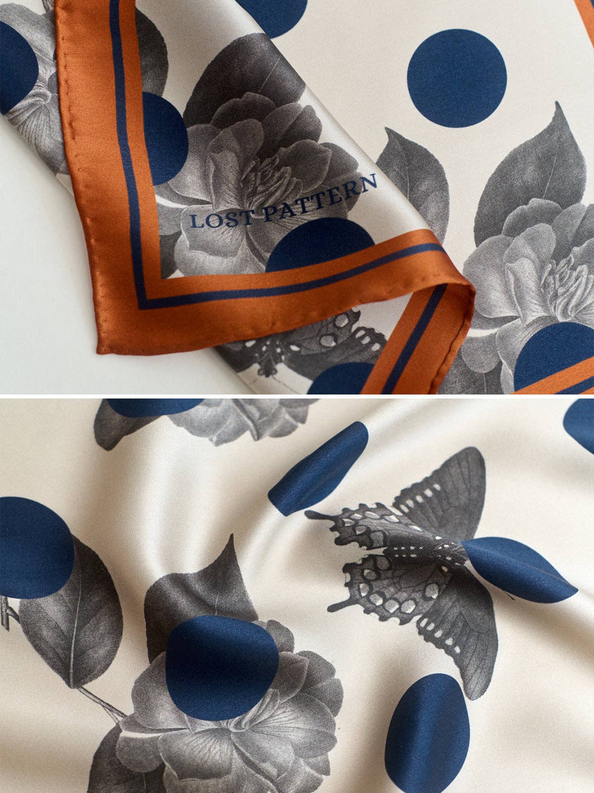 Noir Floral Silk Pocket Square - Lost Pattern NYC