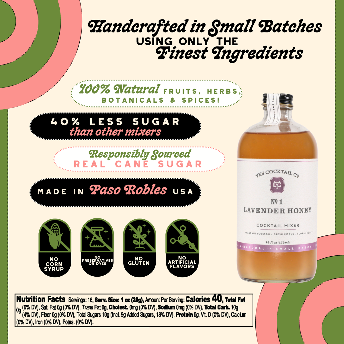 Lavender Honey Cocktail Mixer - Yes Cocktail Co