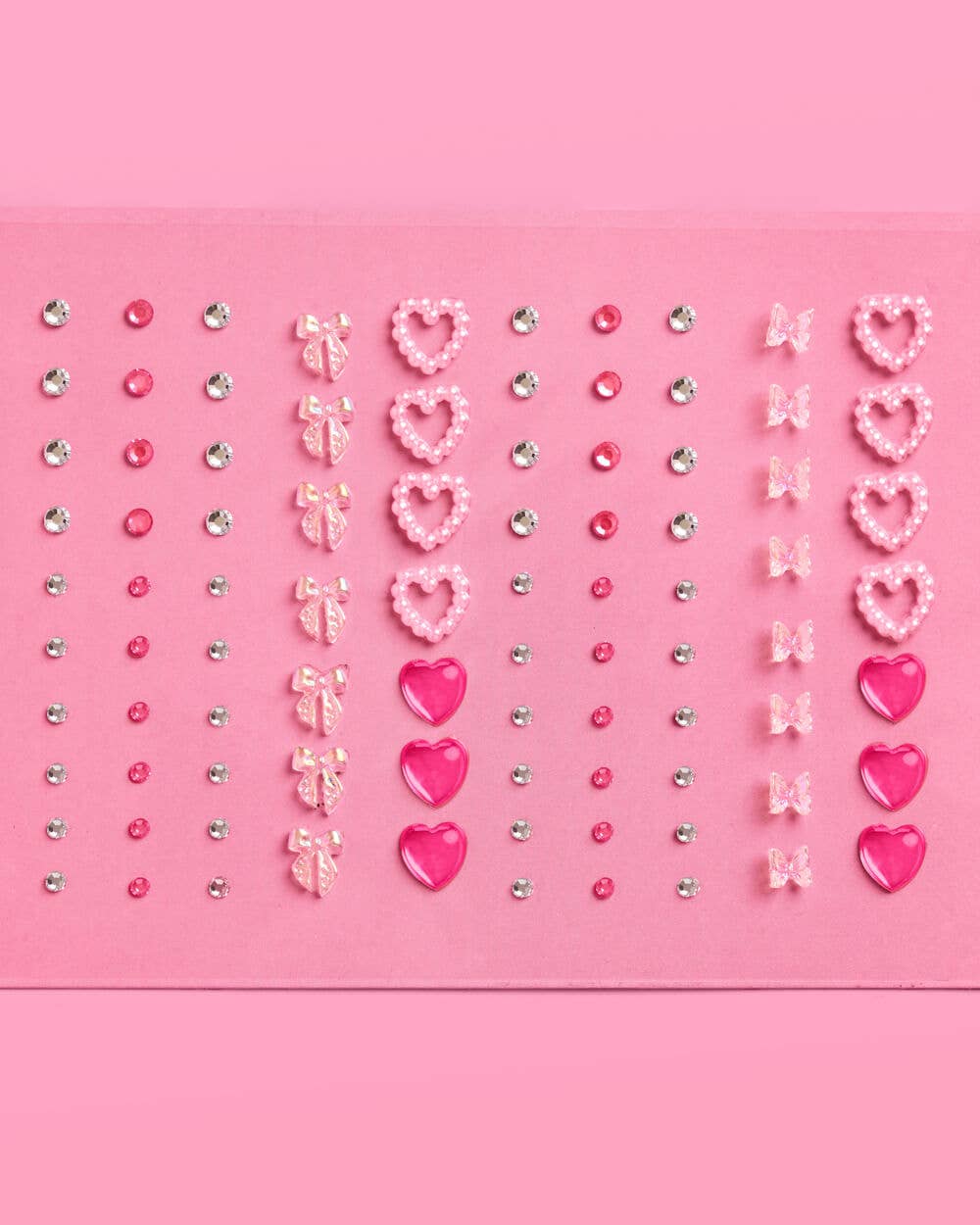 Bow And Heart Face Gems | Pink Pearls, Crystal Stickers