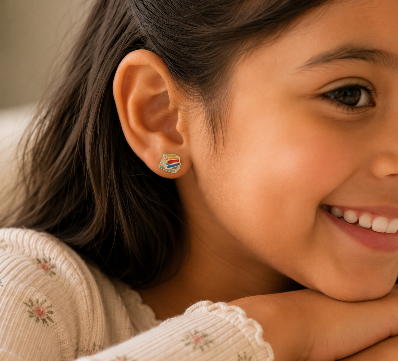 Bookworm Enamel Flat Back Kids Earrings - JaxKelly