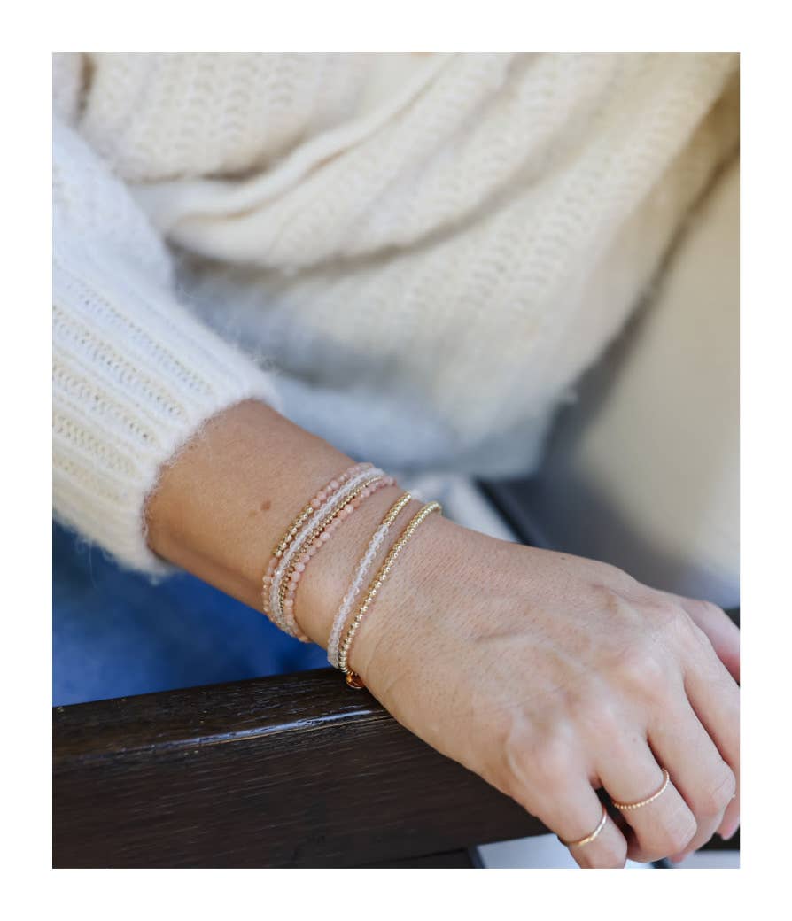 Gratitude - Sunstone Beaded Stretch Bracelet - grey + elle - Healing Vibes Collection