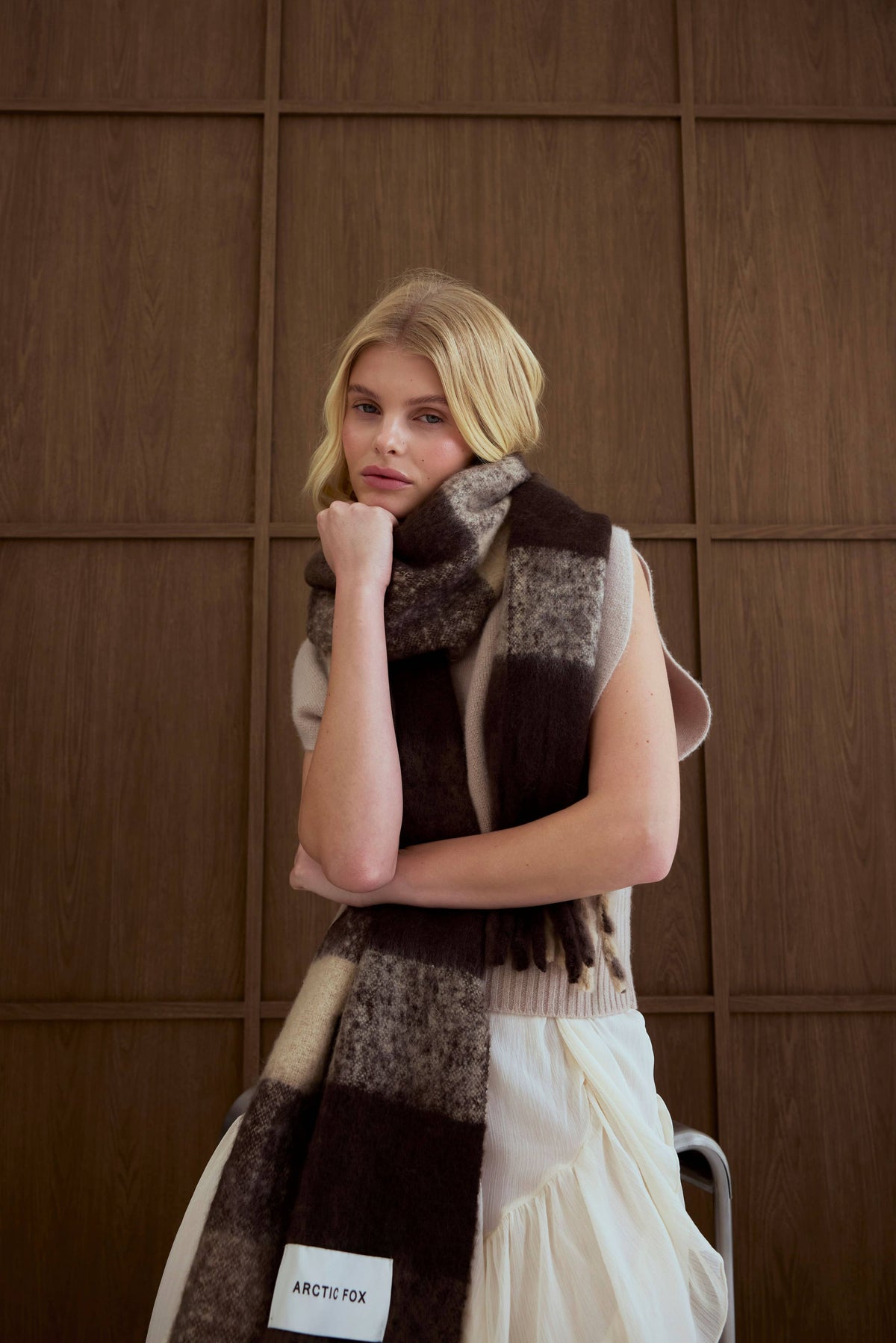 Brown Check Reykjavik Scarf - Arctic Fox & Co. - North America - The Reykjavik Scarf - 100% Recycled - FW26