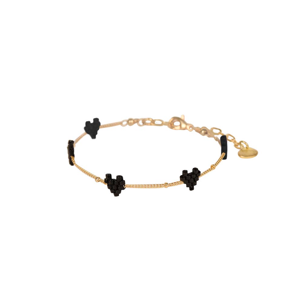 Black hearts chain bracelet