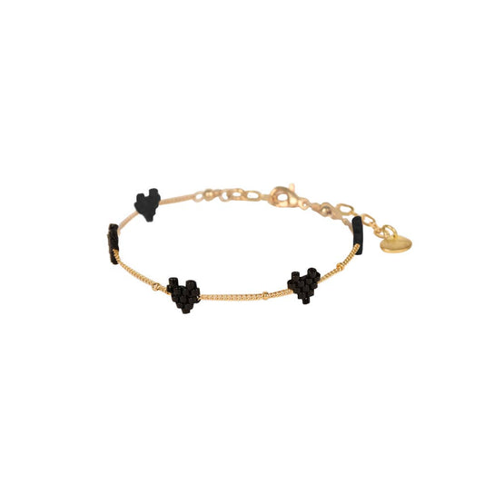 Black hearts chain bracelet