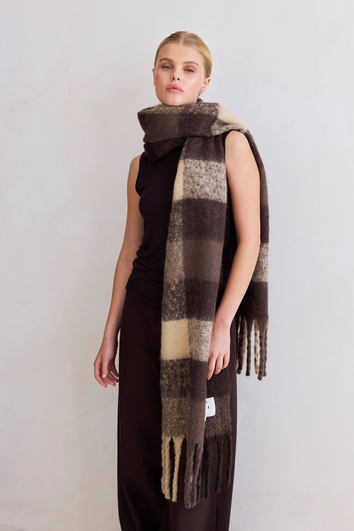 Brown Check Reykjavik Scarf - Arctic Fox & Co. - North America - The Reykjavik Scarf - 100% Recycled - FW26
