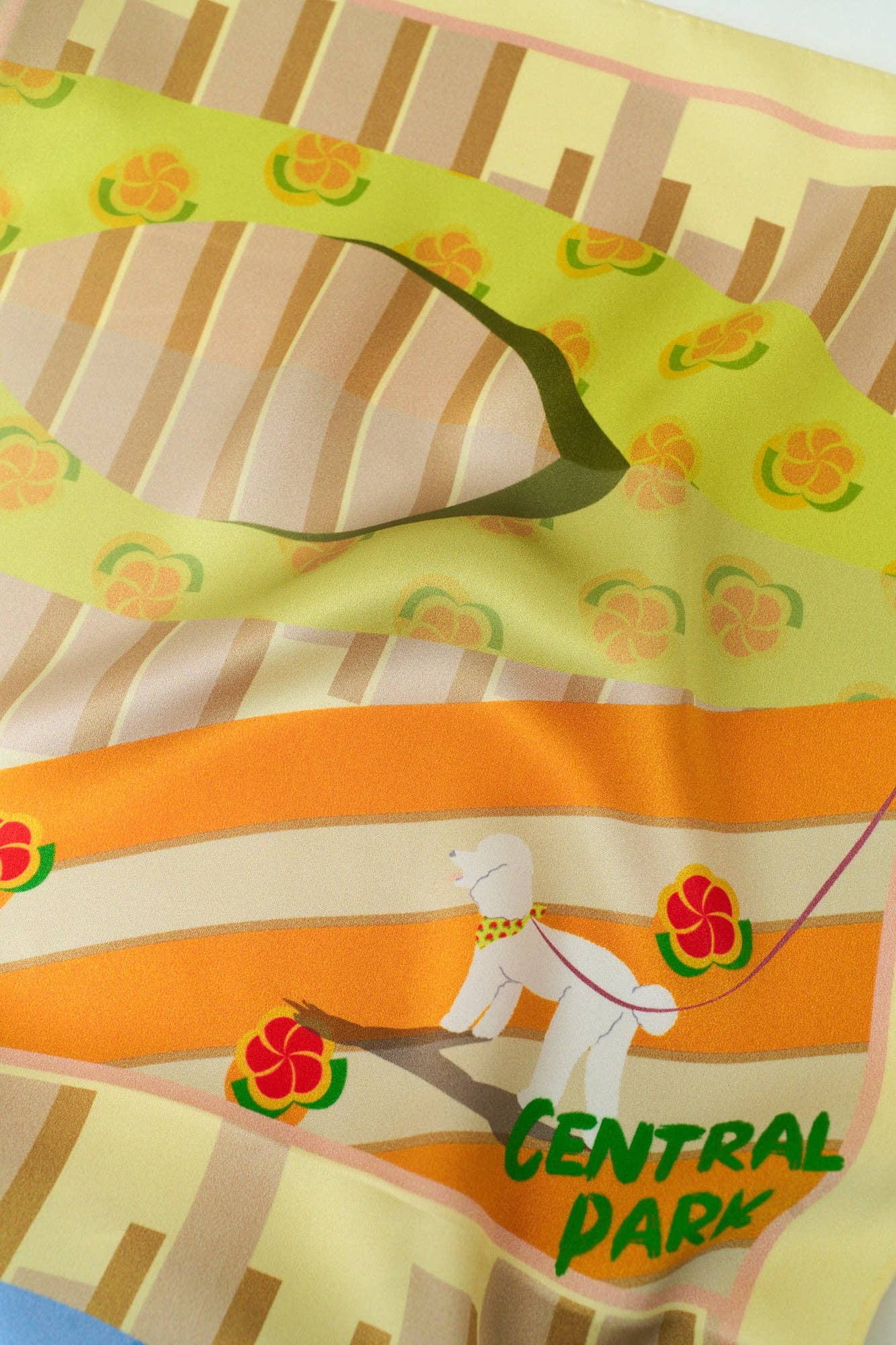 Seasons in the Park Silk Scarf - Yellow - Lost Pattern NYC