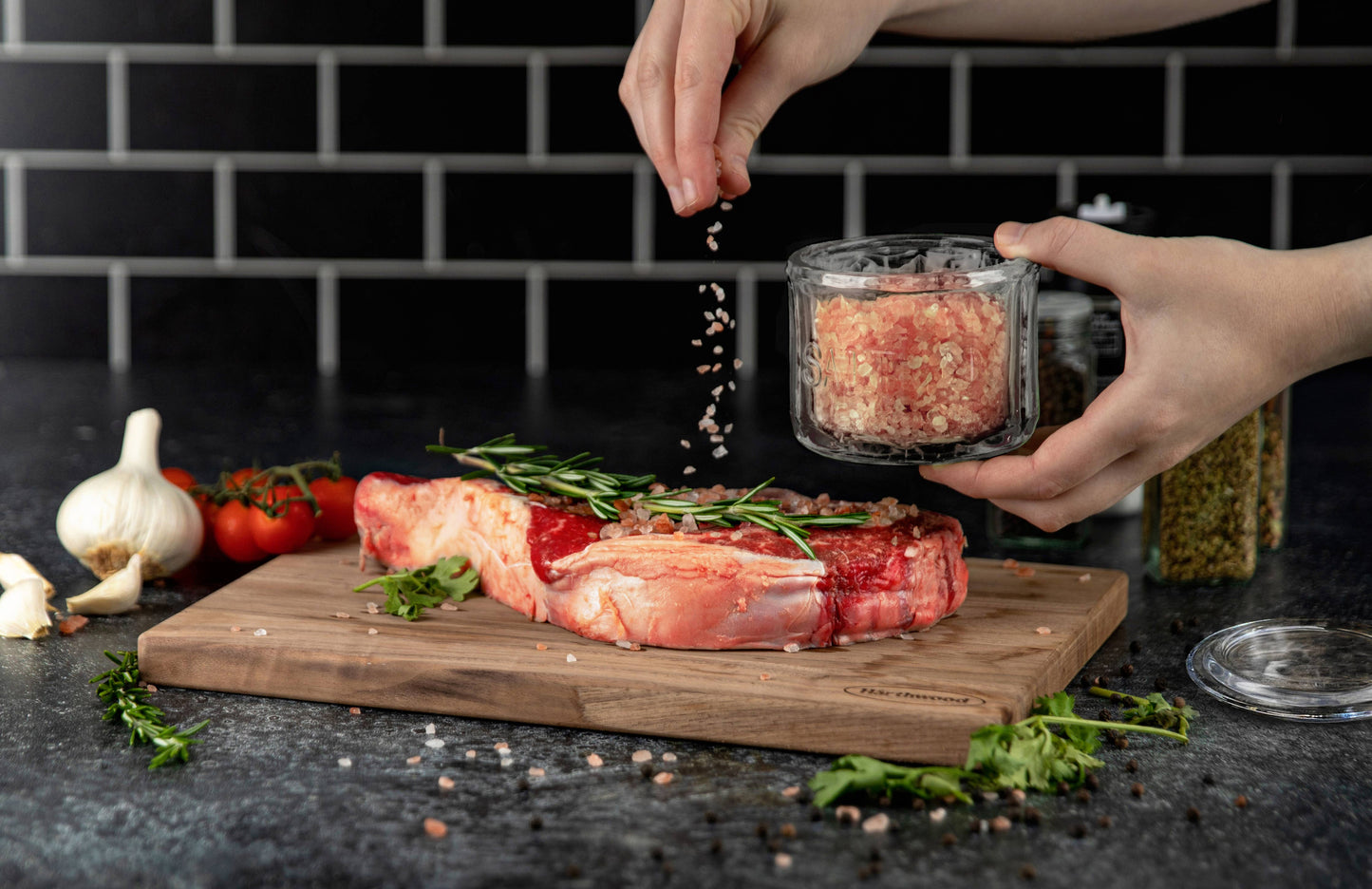 Glass Salt Cellar & Lid, Pressed Glass, 10 oz